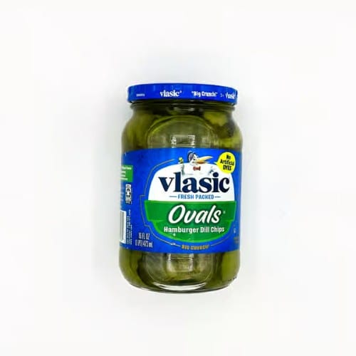 Vlasic Ovals Hamburger Dill Chips.